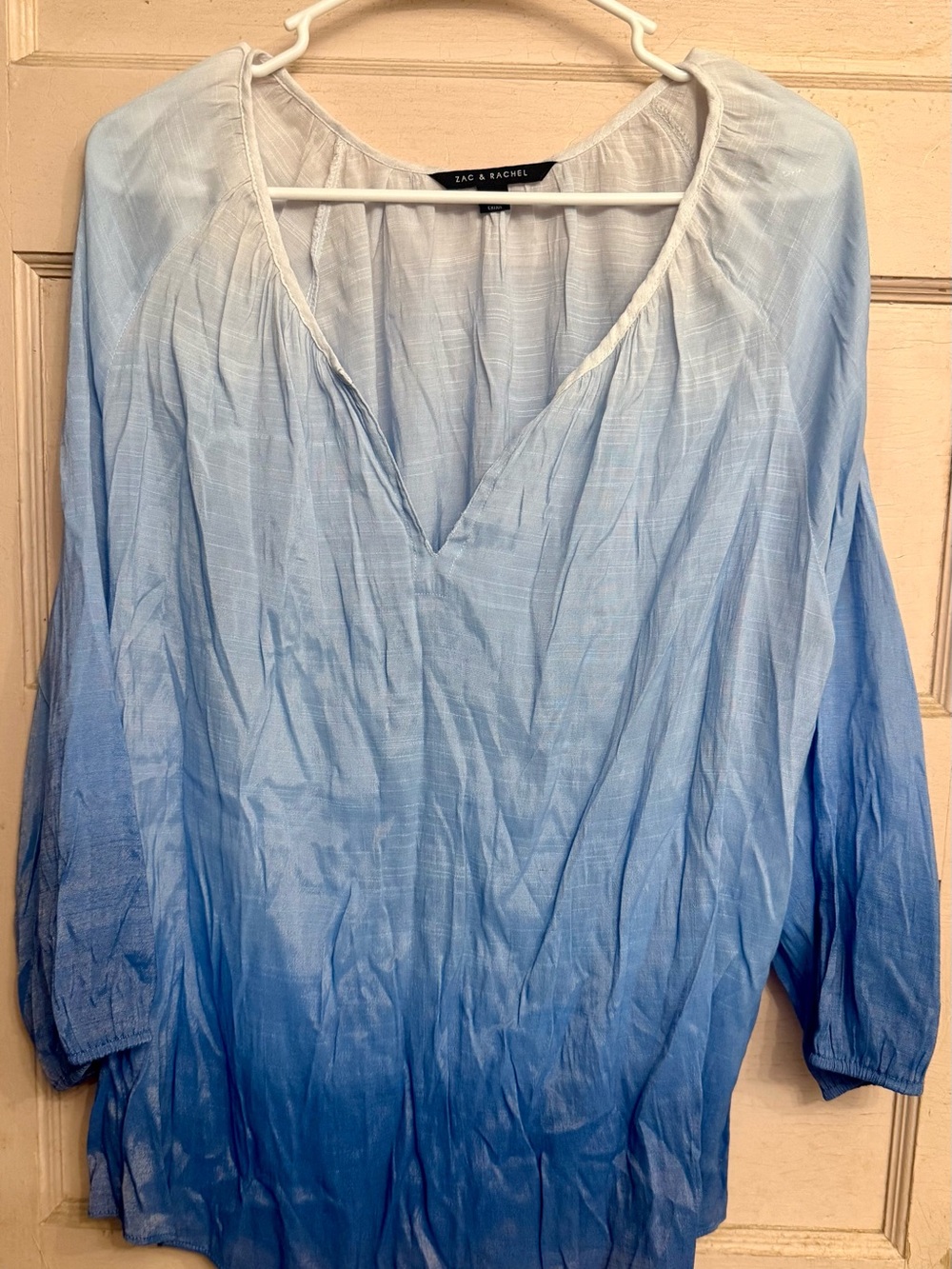 Zac & Rachel Ombre Light to Deep Blue Peasant Blouse